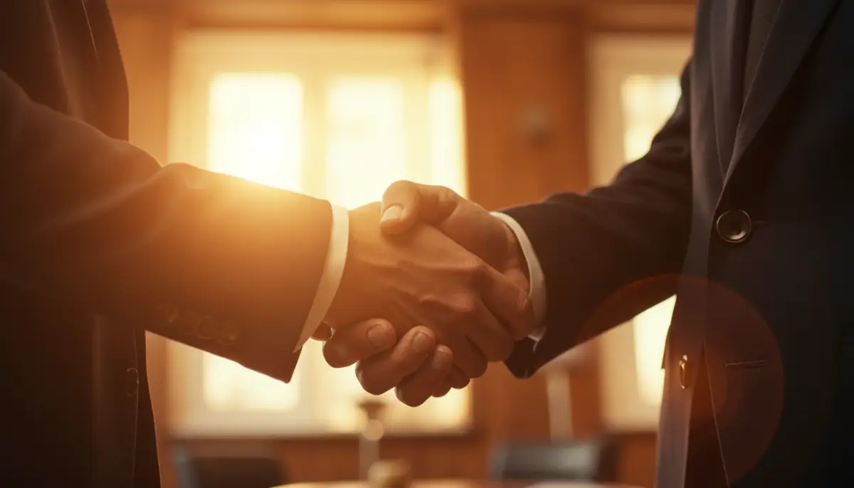 Handshake after a company sale