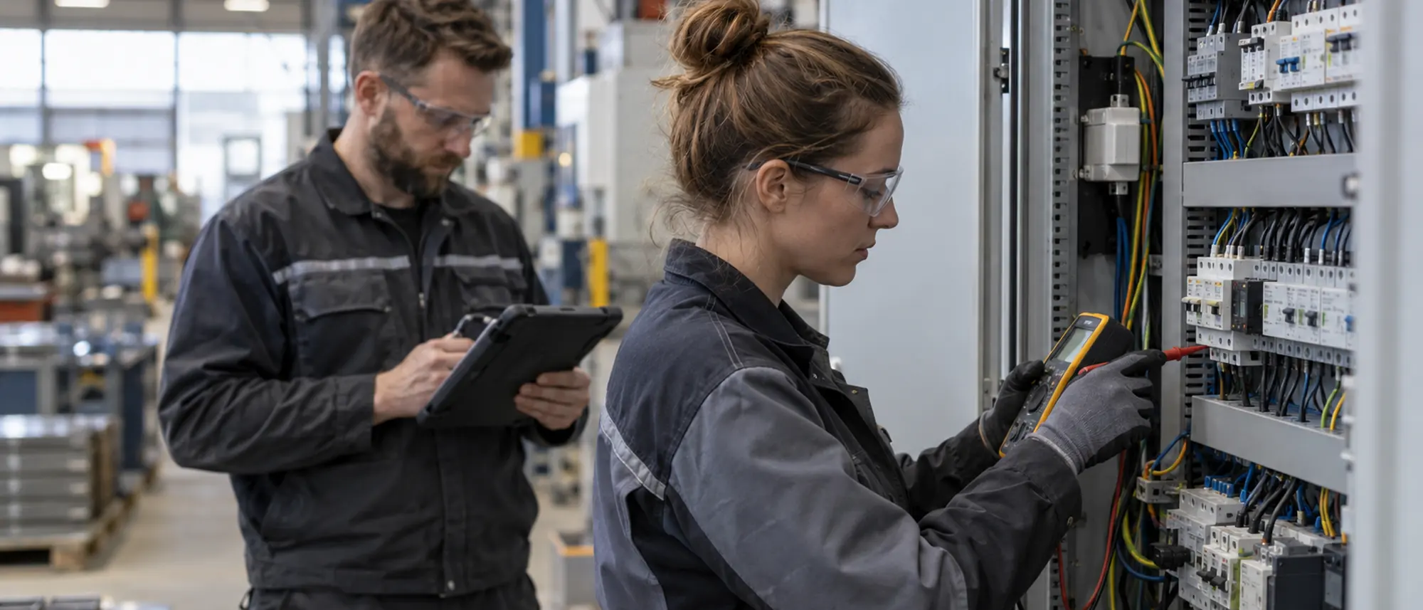 Elektroprüfer bei der wiederkehrenden Prüfung einer elektrischen Anlage
