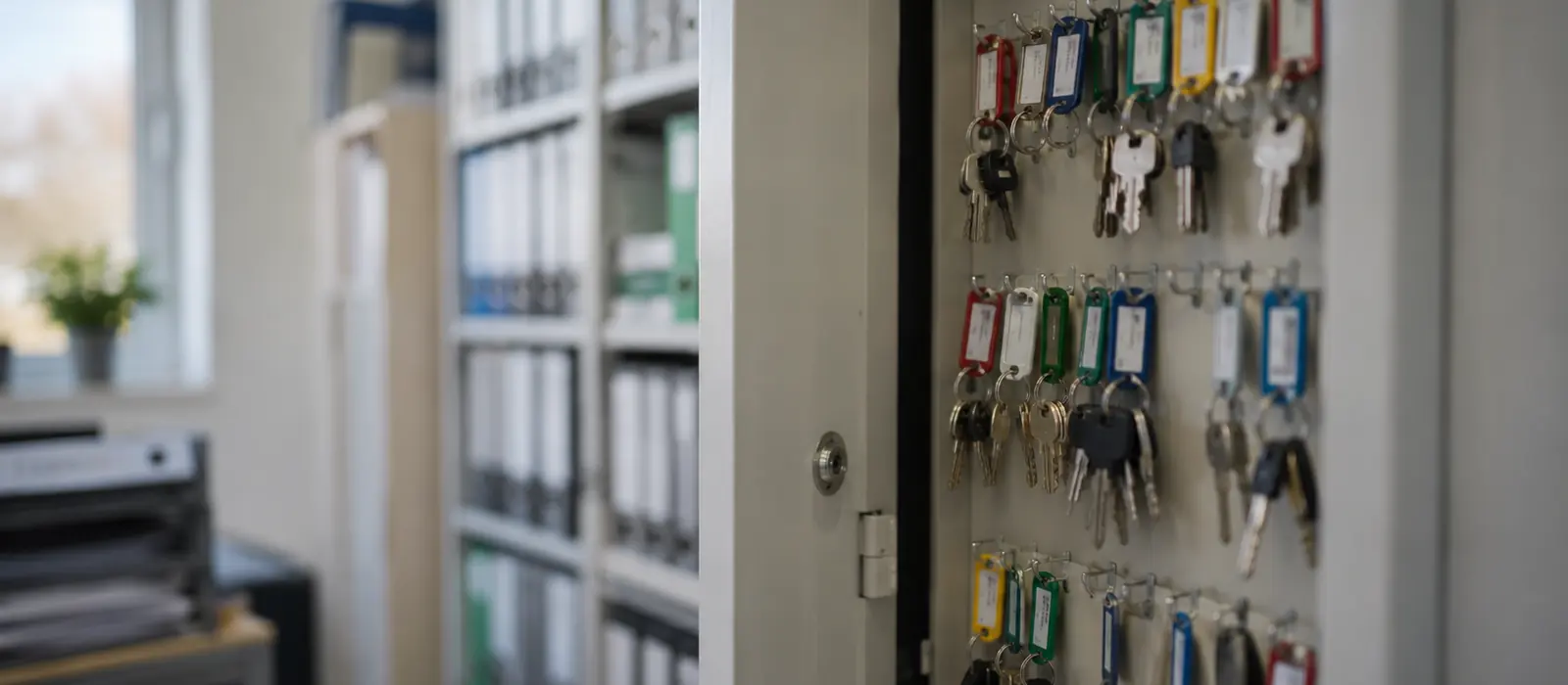 Schlüsselschrank und Objektordner einer Hausverwaltung