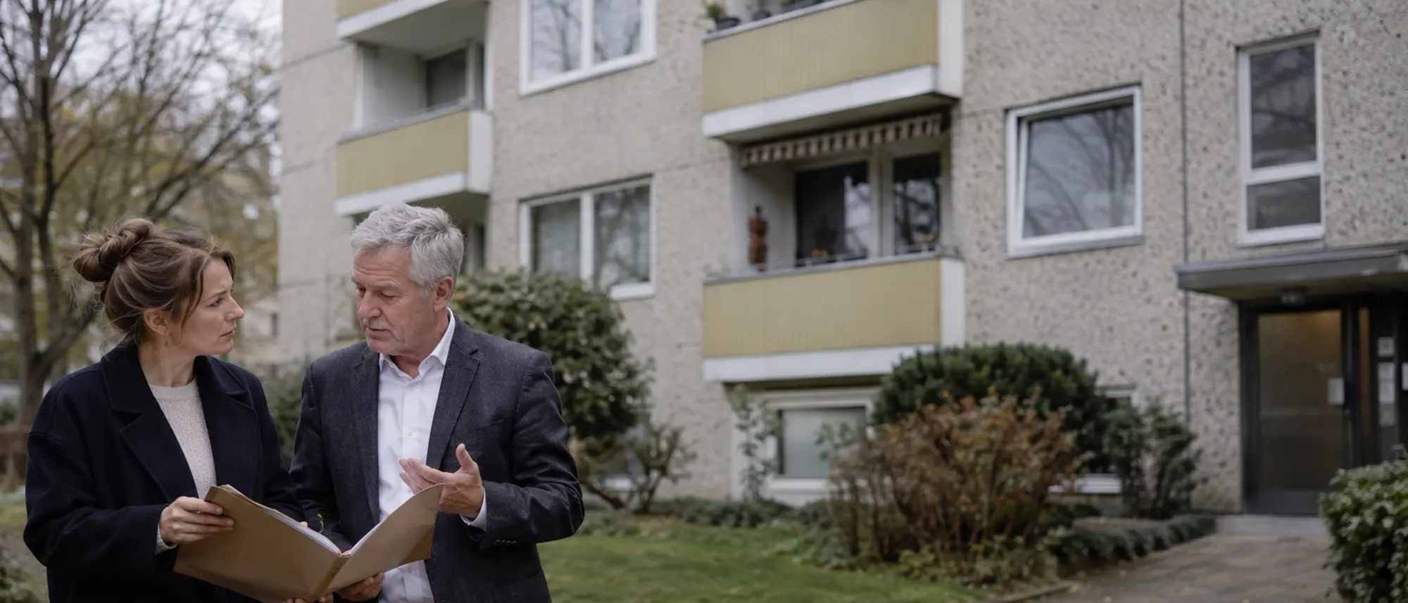 Mietverwalterin bei der Wohnungsübergabe mit digitalem Protokoll
