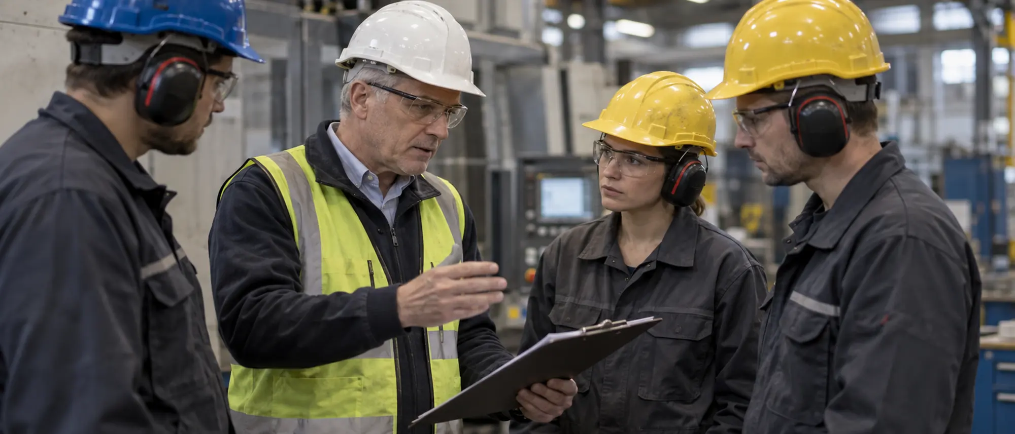 Fachkraft für Arbeitssicherheit bei der Betriebsbegehung eines mittelständischen Kunden