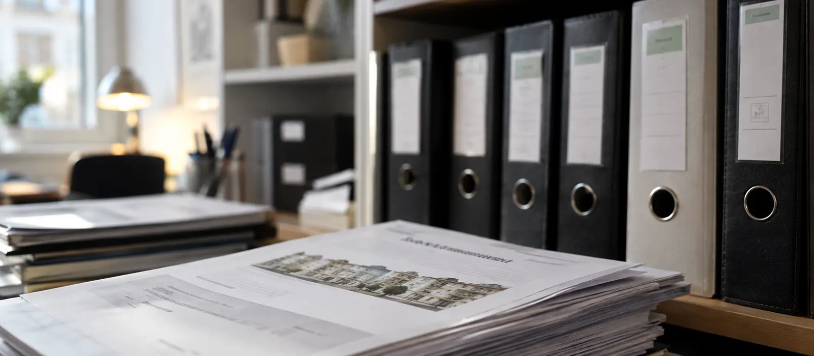 Belegordner und Hausgeldabrechnungen einer Immobilienbuchhaltung